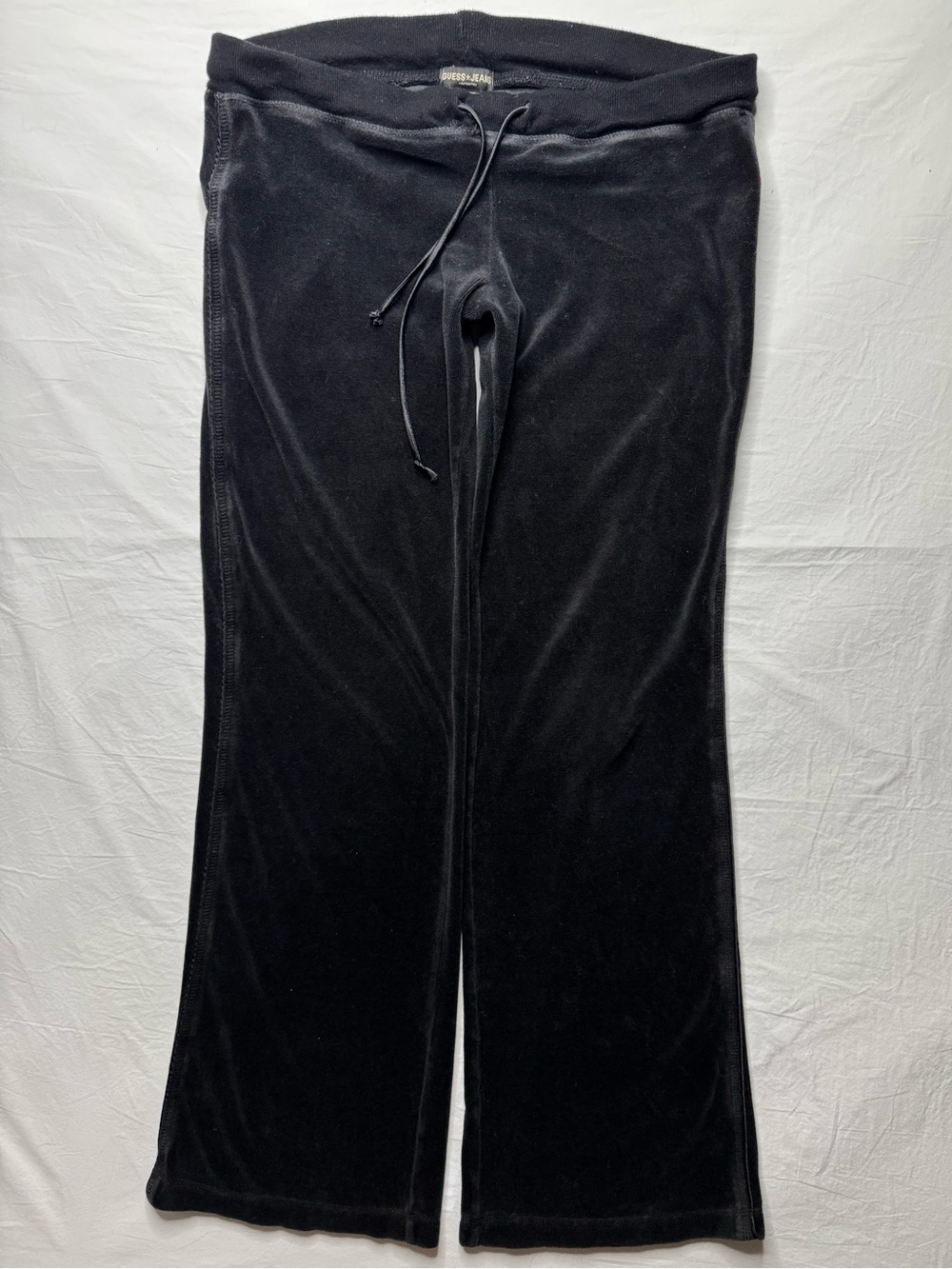 Guess - Y2k Black Low Rise Velour Drawstring Lounge Wide Leg Pants